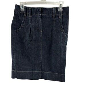 LOFT Dark Wash Denim Jean Skirt Womens Size 0 Pencil Pockets Y2K Casual